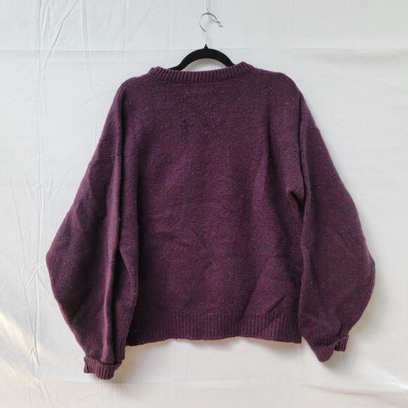 Vintage Eddie Bauer Burgundy Blue Wool Blend Sweater Long Sleeve Men's Size XL - Picture 2 of 7